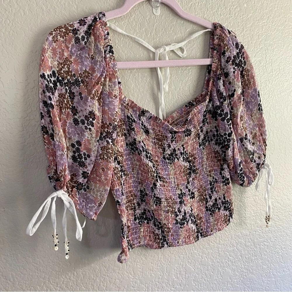 Free People | Back on Top Smocked Crop Top NWT